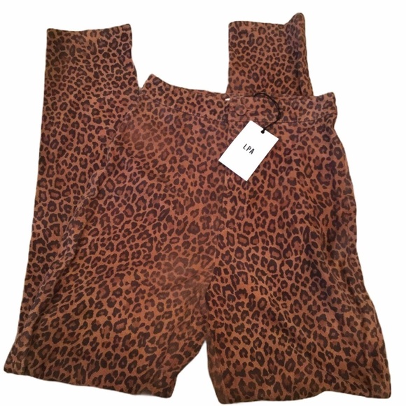 LPA Leopard Leather Suede Pants Animal Print - Picture 8 of 8
